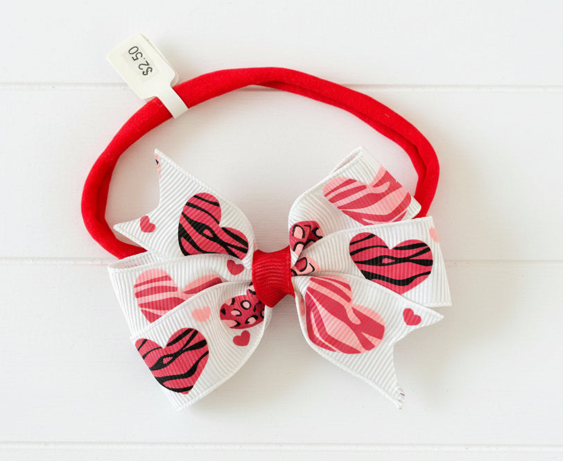 Heart Print Stretch Headband, Valentines, baby, toddler