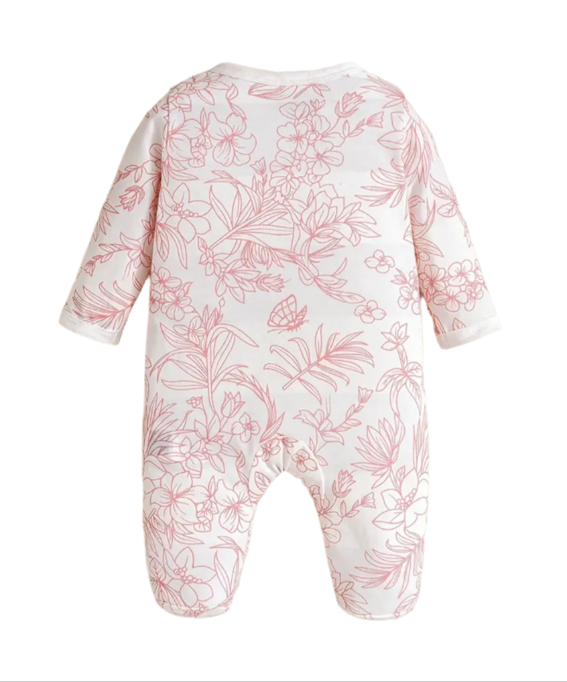 Pink & White Floral Footed Romper, Baby, Infant, gift, girl