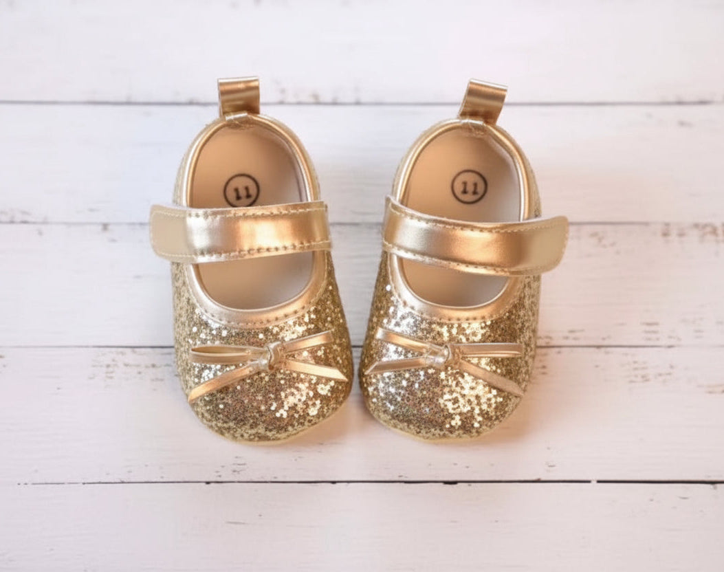 Gold Sequin Baby Shoes, Walkers, Toddler, girl, holiday / SALE