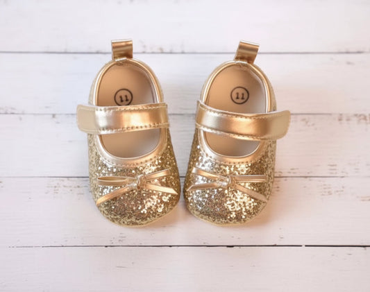 Gold Sequin Baby Shoes, Walkers, Toddler, girl, holiday / CLEARANCE