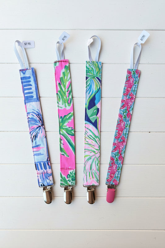 Tropical Print Baby Pacifier Clip, binky, toddler, girl