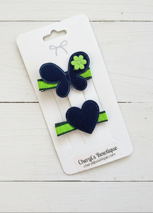 Denim Butterfly & Heart Clip Set, girl, toddler, kids