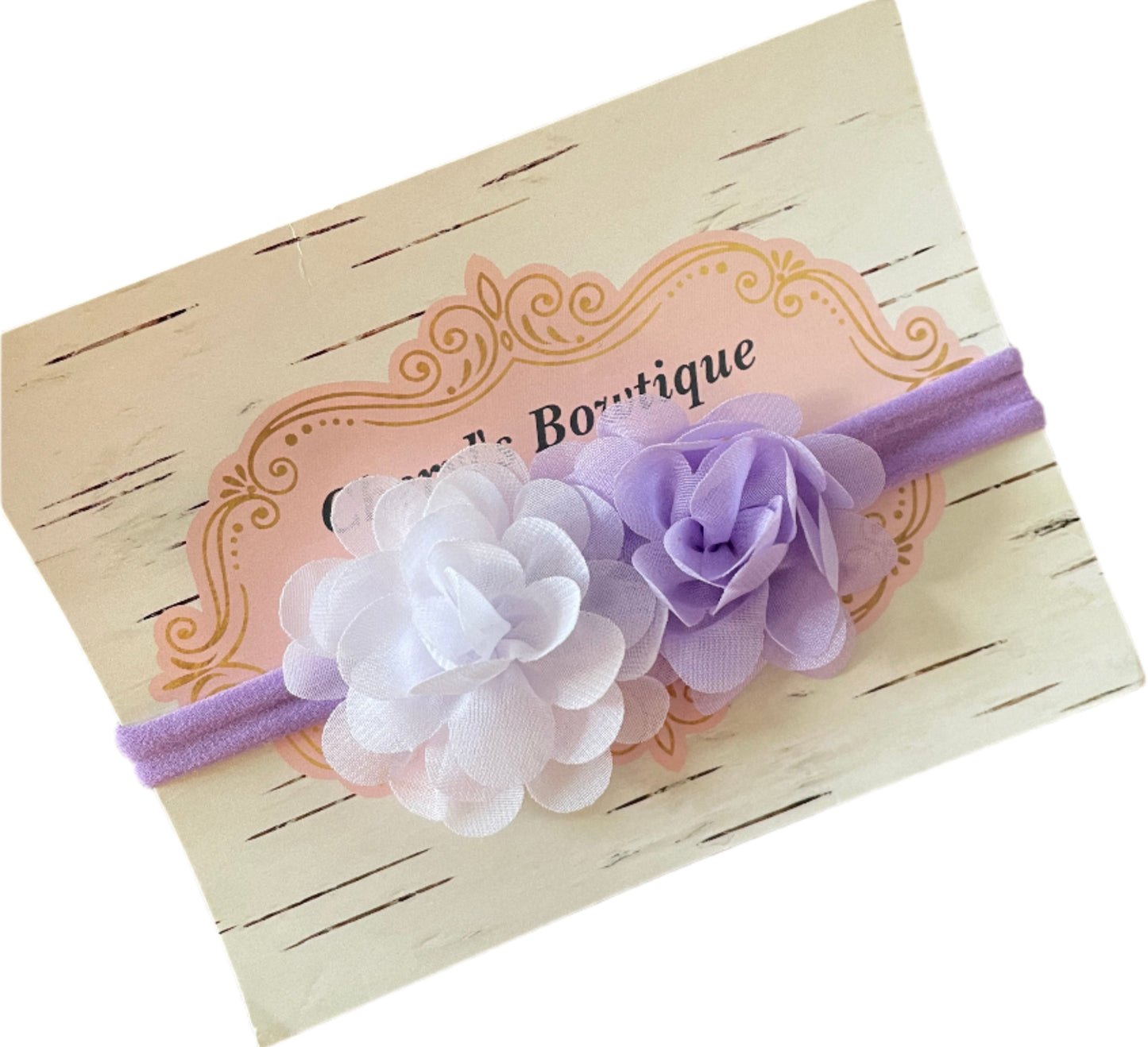 Lavender & White Flower Nylon Headband, girl, stretch, baby, child