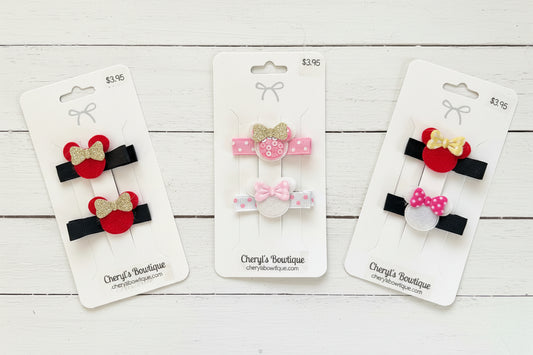 Magical Mouse Hair Clip Sets - girl, bow, Minnie