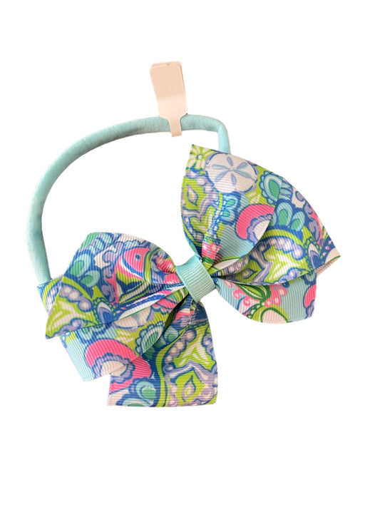 Preppy Print Hair Bow on Nylon Headband, girl, holiday, stretch, Conch shell