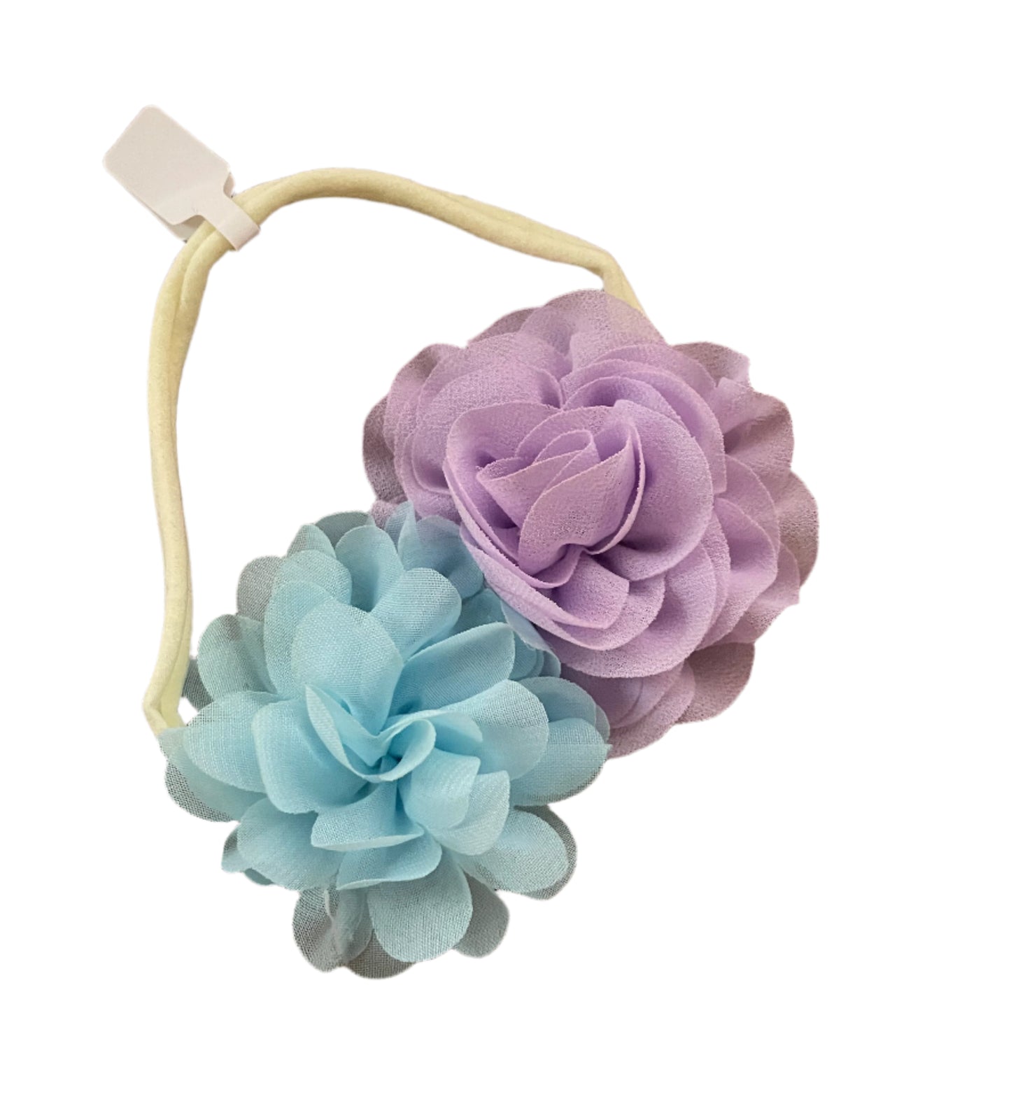Blue & Lavender Flower Nylon Headband, girl, stretch, baby, child