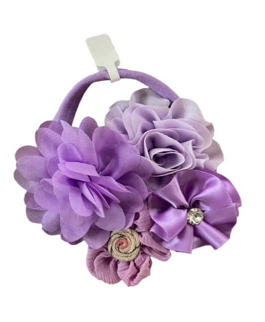 Boutique Purple Flower Nylon Headband, girl, stretch, baby, child
