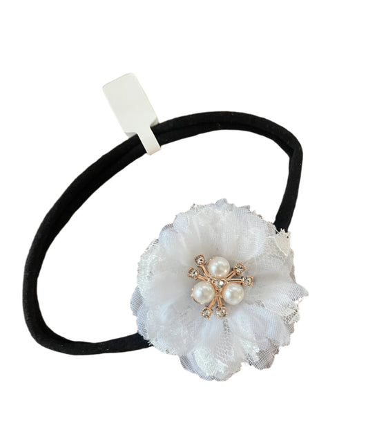 White Flower Nylon Headband, baby, toddler, child