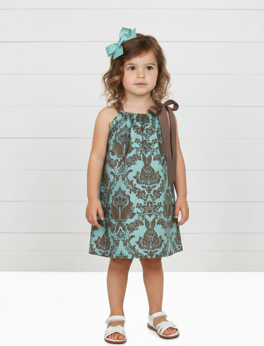Blue Flower Print Dress, Sundress, girl, kids, handmade / $5 SALE