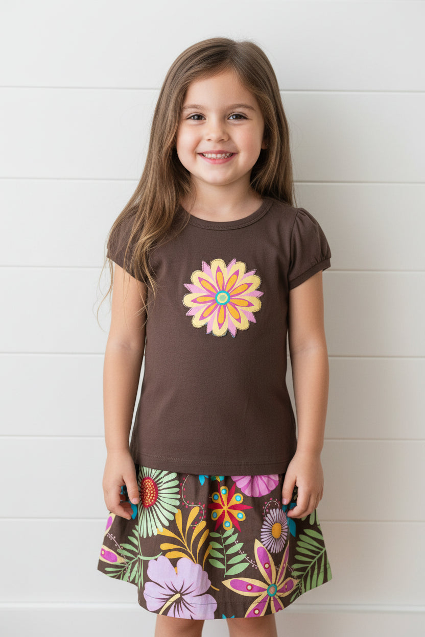 Tropical Flower Skirt Set, girl, toddler
