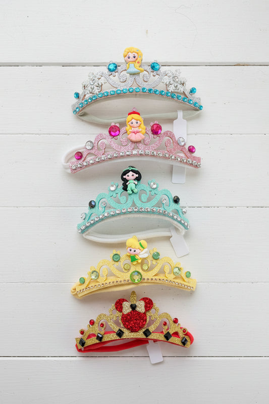 Glitter Disney Princess Crown on Stretch Headband, birthday, girl, baby, vacation