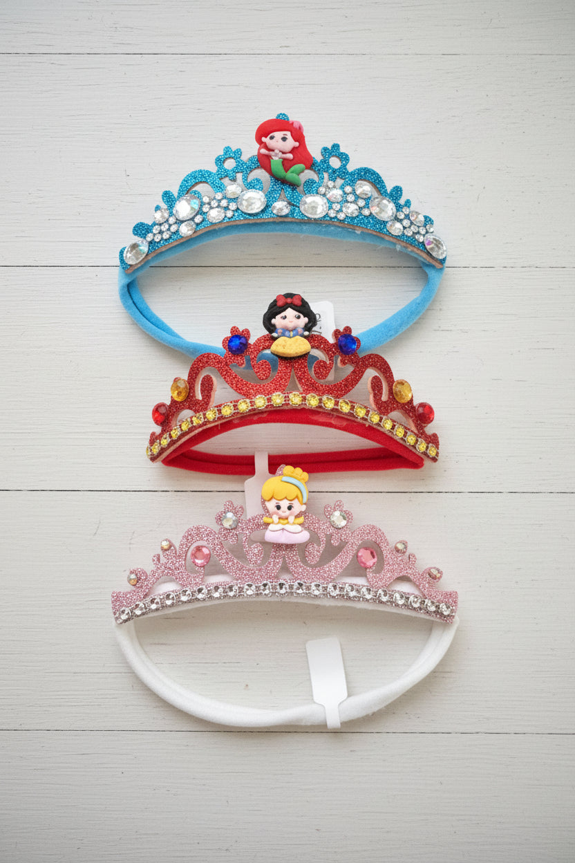 Glitter Disney Princess Crown on Stretch Headband, birthday, girl, baby, vacation