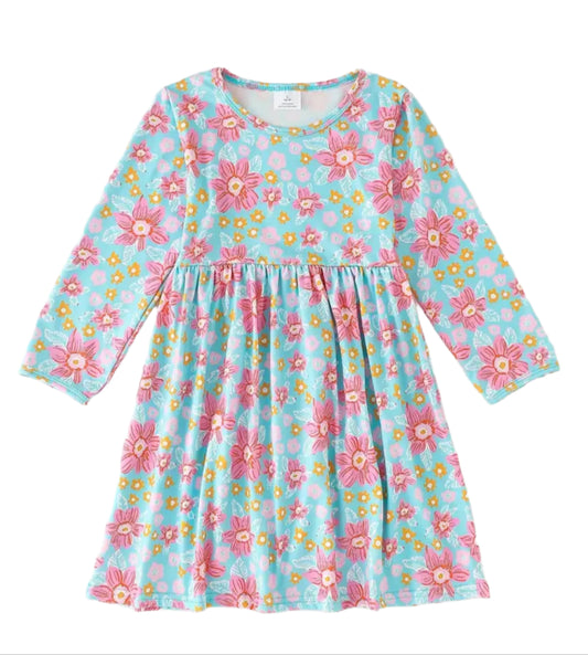 Pastel Floral Dress, girl's, kids, clothing, Milk Silk, Spring, Summer, School