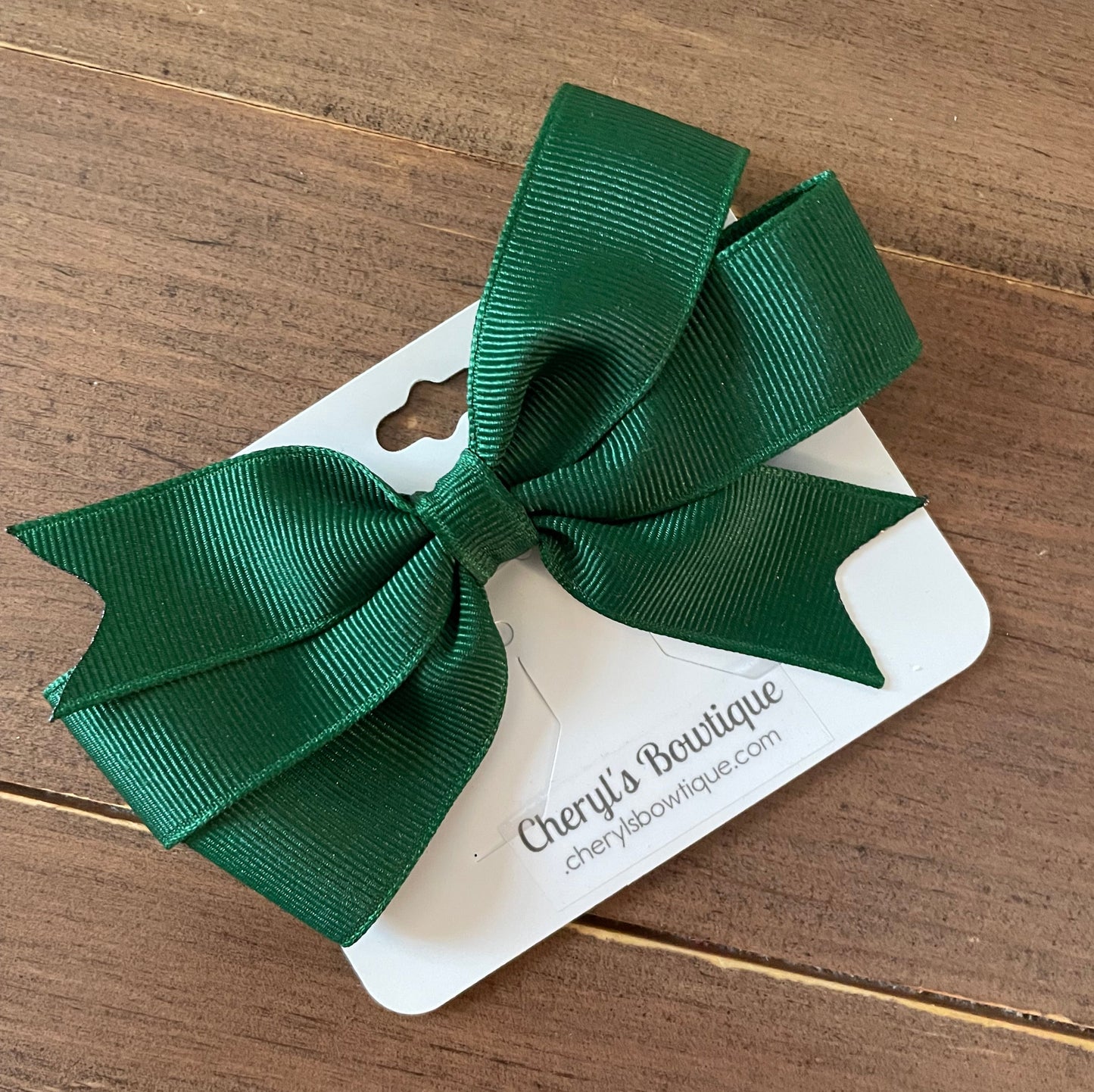 Small Forest Green Hair Bow, St. Pat's, girl, clip