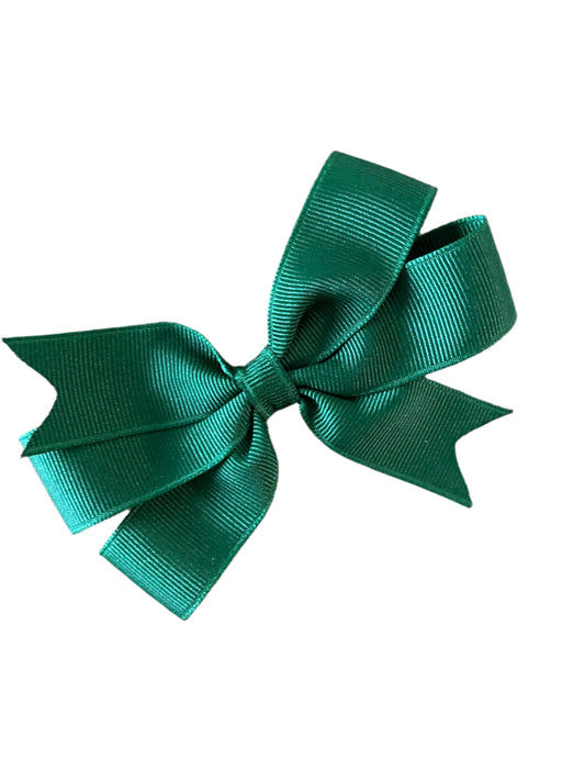 Small Forest Green Hair Bow, St. Pat's, girl, clip