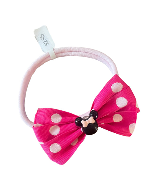 Minnie Polka Dot Print Small Hair Bow on Nylon Headband, girl, holiday, stretch, Mouse