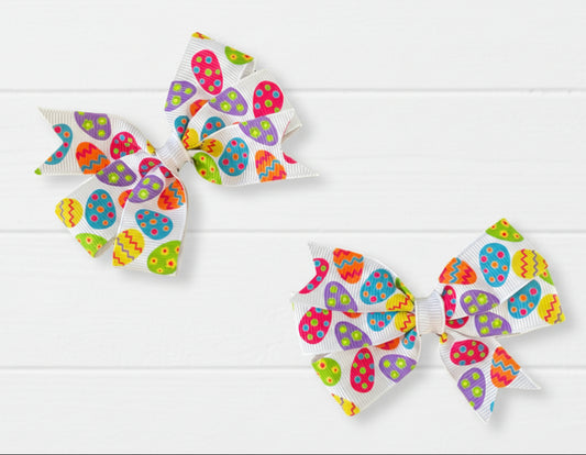 Colorful Eggs Hair Bow, girl, clip, Easter