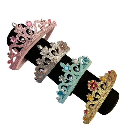 Glitter Crown on Stretch Headband, Princess, birthday, girl, baby, pageant