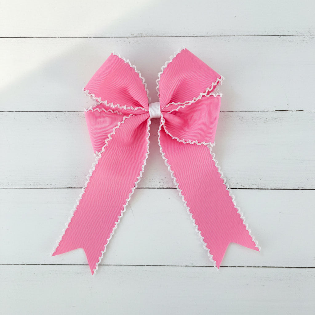 Bright Pink Moonstitch Tail Bow, girl, kids, accessories, hair