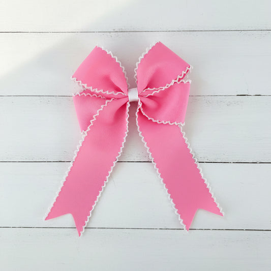 Bright Pink Moonstitch Tail Bow, girl, kids, accessories, hair