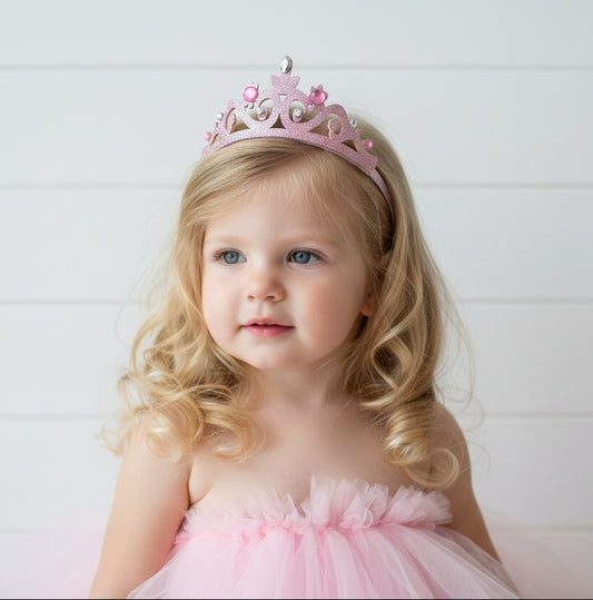 Glitter Princess Crown on Stretch Headband, 8 styles, birthday, girl, baby, trip