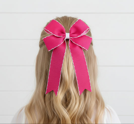 Raspberry Pink Moonstitch Tail Bow, girl, kids, accessories, hair (Copy)