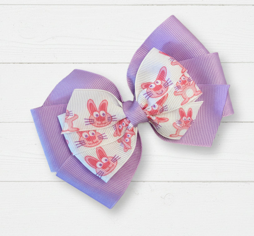 Purple & Pink Bunny Hair Bow, clip, girl, Easter, kids