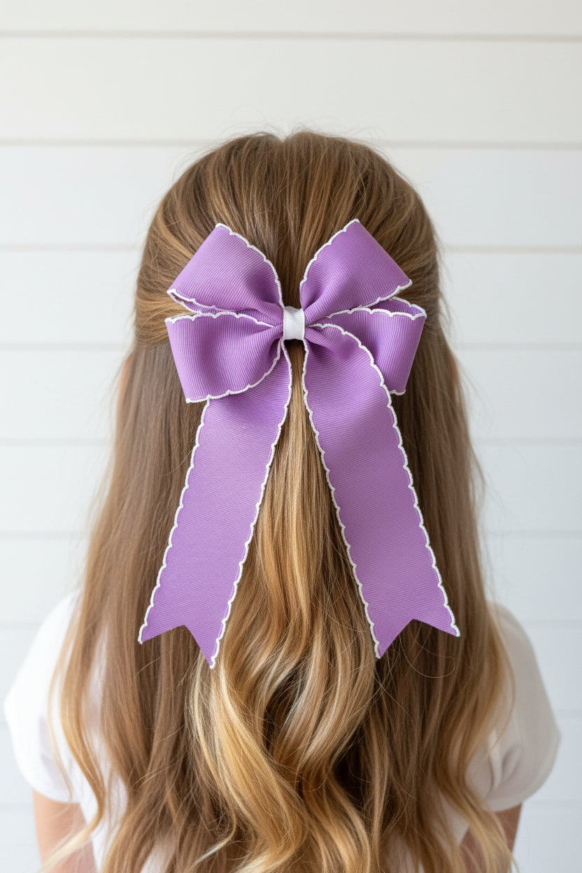 Light Puple Moonstitch Tail Bow, girl, kids, accessories, hair