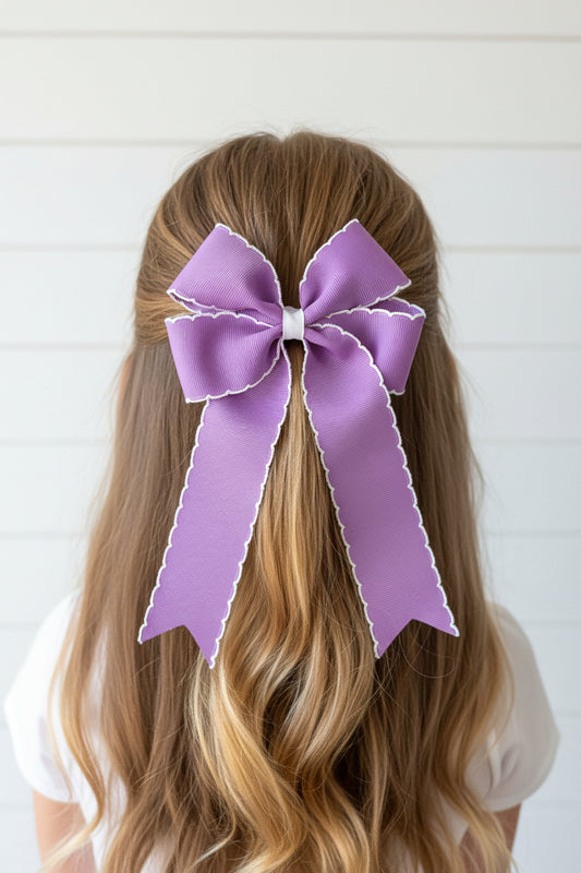 Light Puple Moonstitch Tail Bow, girl, kids, accessories, hair