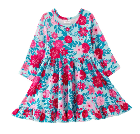 Bright Floral Twirl Dress, girl's, Milk Silk, kids, clothing