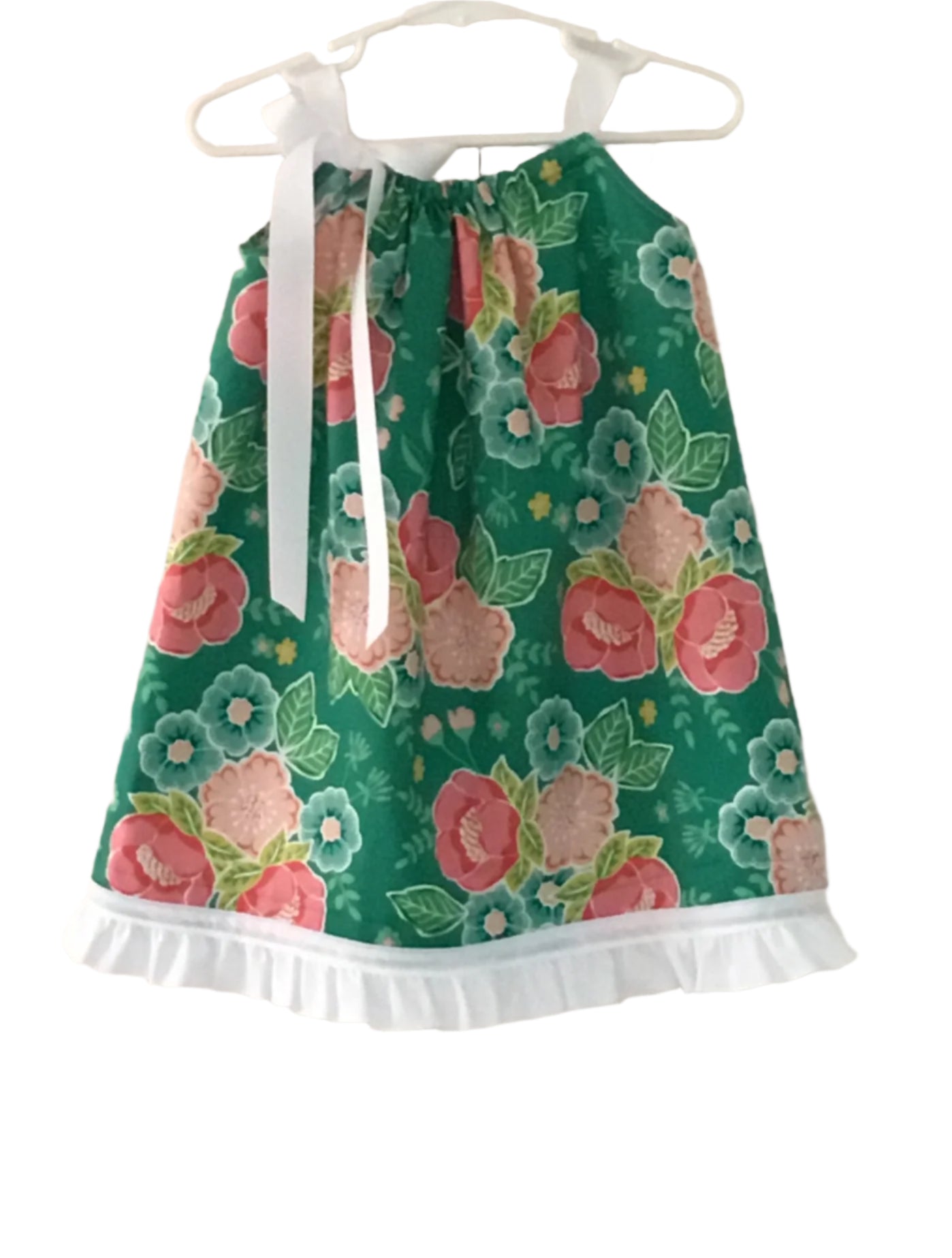 Green Floral Dress, Sundress, girl, kids, handmade - SALE