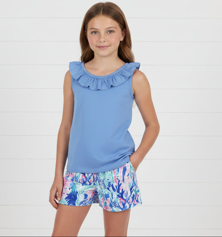 Blue Coral Preppy Short Set, girl, outfit, kids, Summer