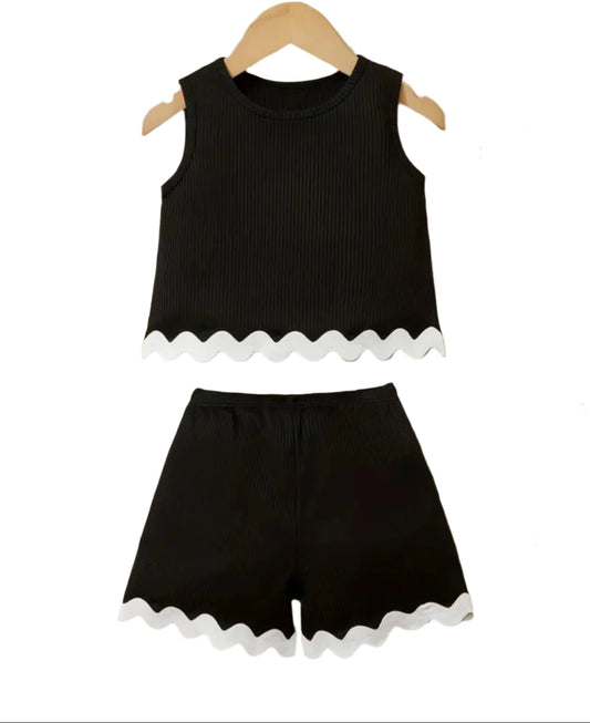 Black & White Short Set, girl, outfit, Spring, Summer, kids