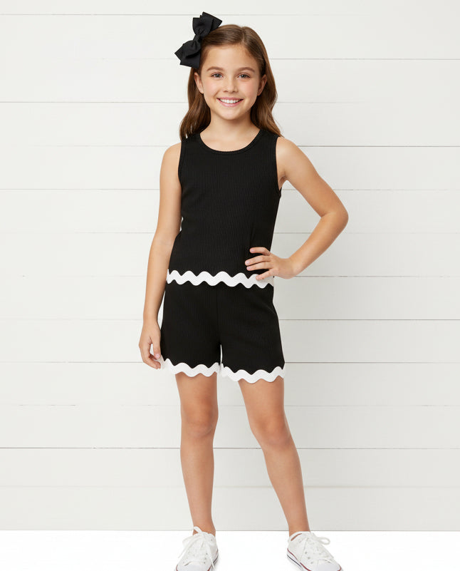 Black & White Short Set, girl, outfit, Spring, Summer, kids