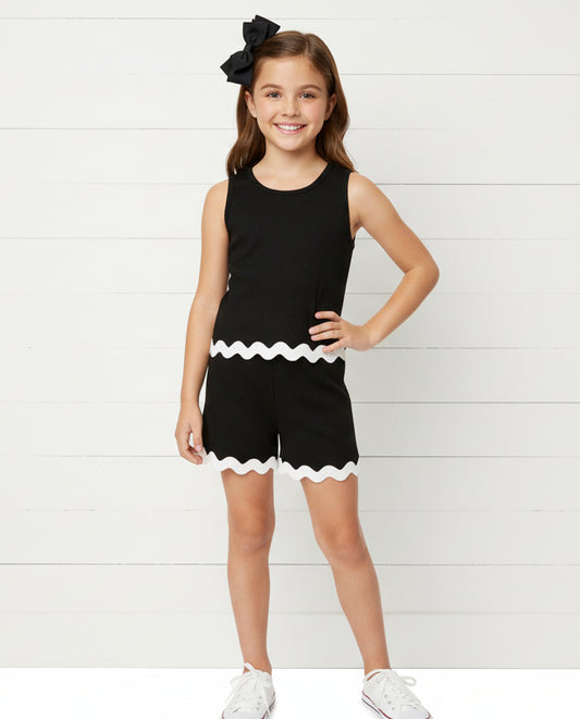 Black & White Short Set, girl, outfit, Spring, Summer, kids
