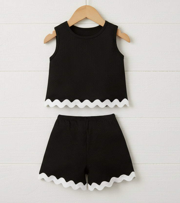 Black & White Short Set, girl, outfit, Spring, Summer, kids