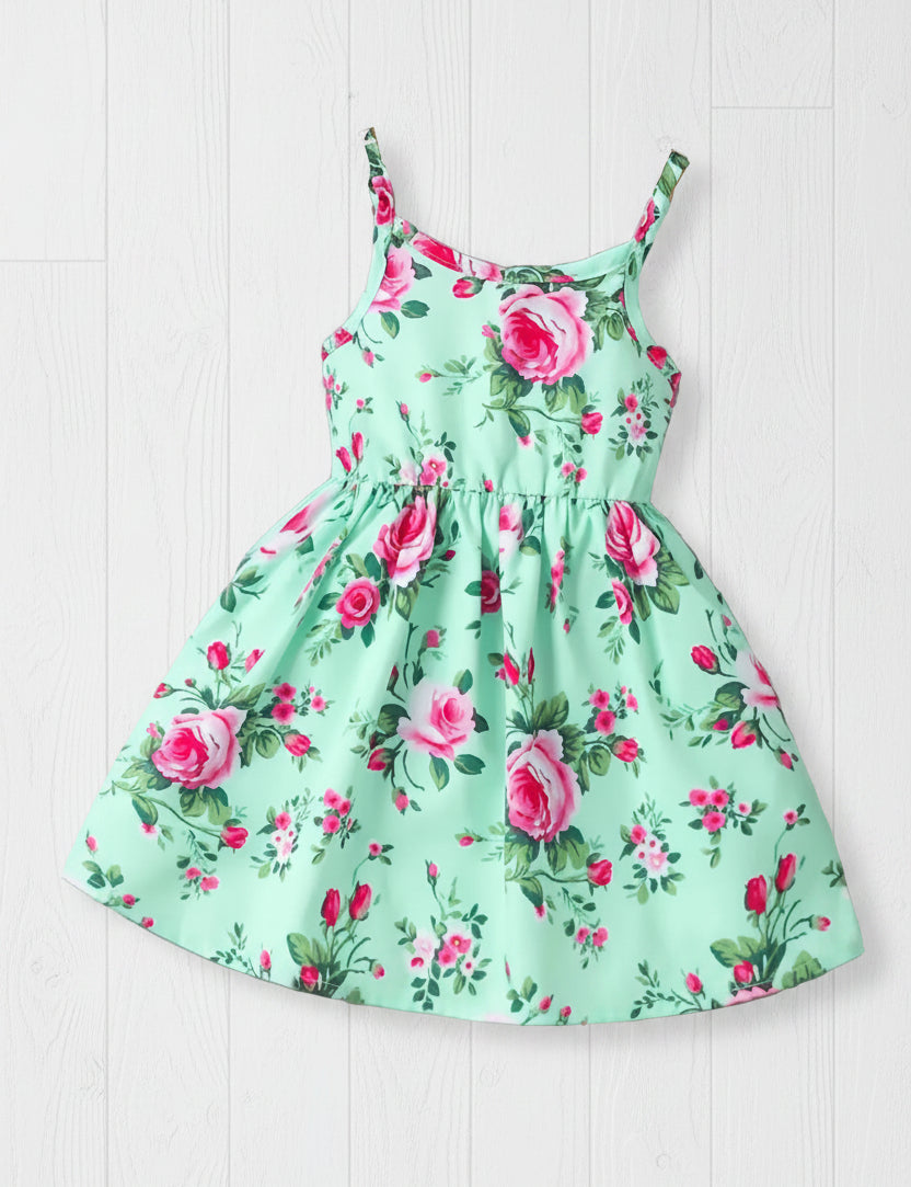 Mint Rose Sleeveless Dress, Infant, baby, girl, Spring, Summer