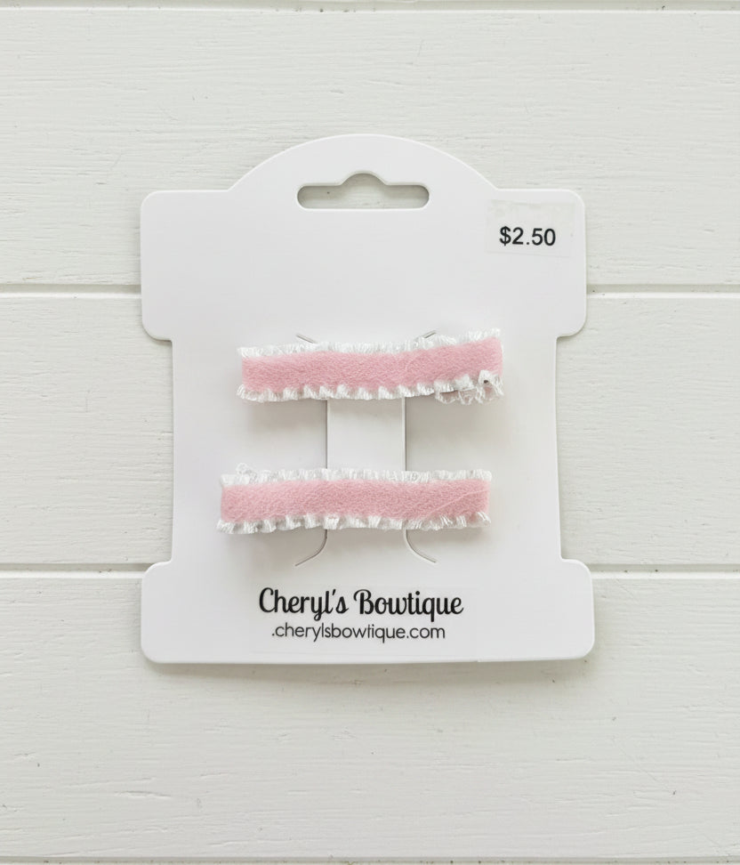Pink Ruffle Clip Set, kids, girl, toddler