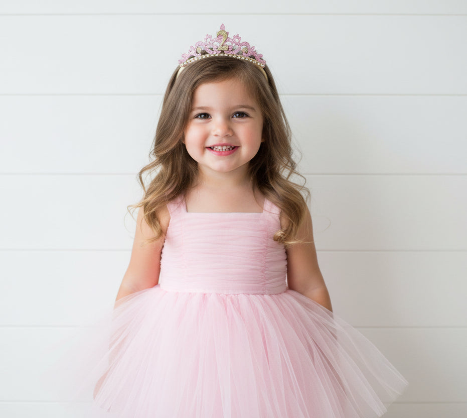 Glitter Milestone Crown on Stretch Headband, 5 Styles, Princess, birthday, girl, baby