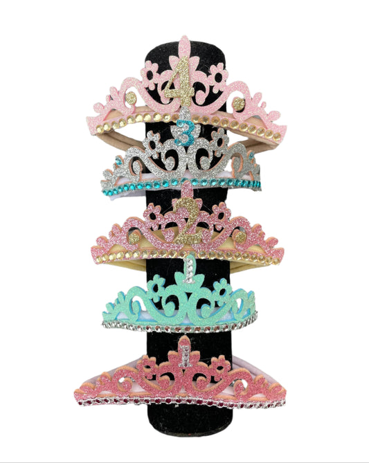 Glitter Milestone Crown on Stretch Headband, Princess, birthday, girl, baby, pictures