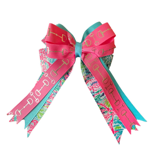 Equestrian Hair Bow, Tail Bow, Horse Show, Pink, Blue, Coral, Single, Set