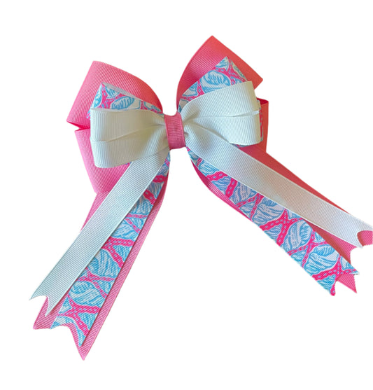 Equestrian Hair Bow, Tail Bow, Horse Show, Pink, Blue, Sea Shells, Single, Set