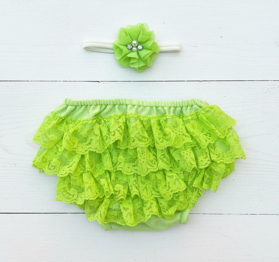 Ruffle Baby Bloomers-Lime Green, Diaper Cover