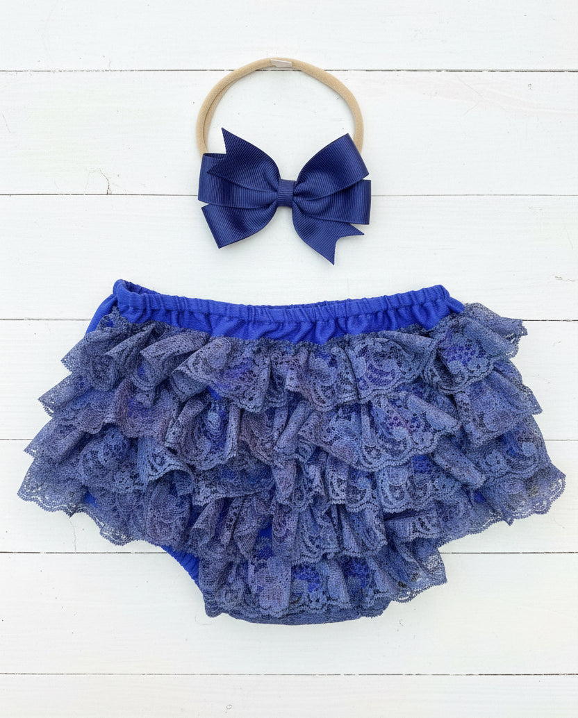 Ruffle Baby Bloomers-Navy Blue, Diaper Cover