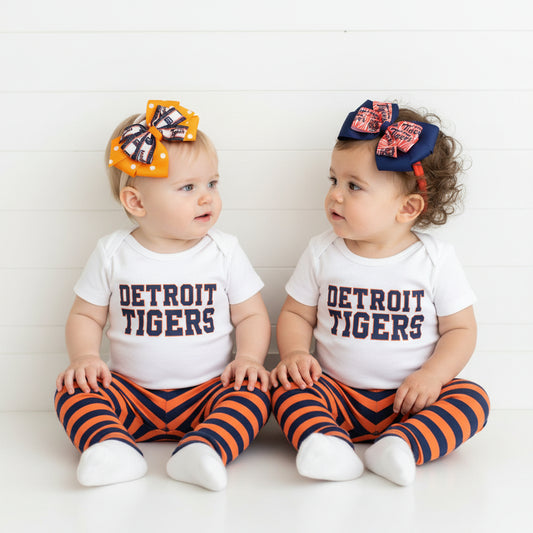 Detroit Tiger's Nylon Stretch Headband w/bow,  baseball, kids, teen, sports