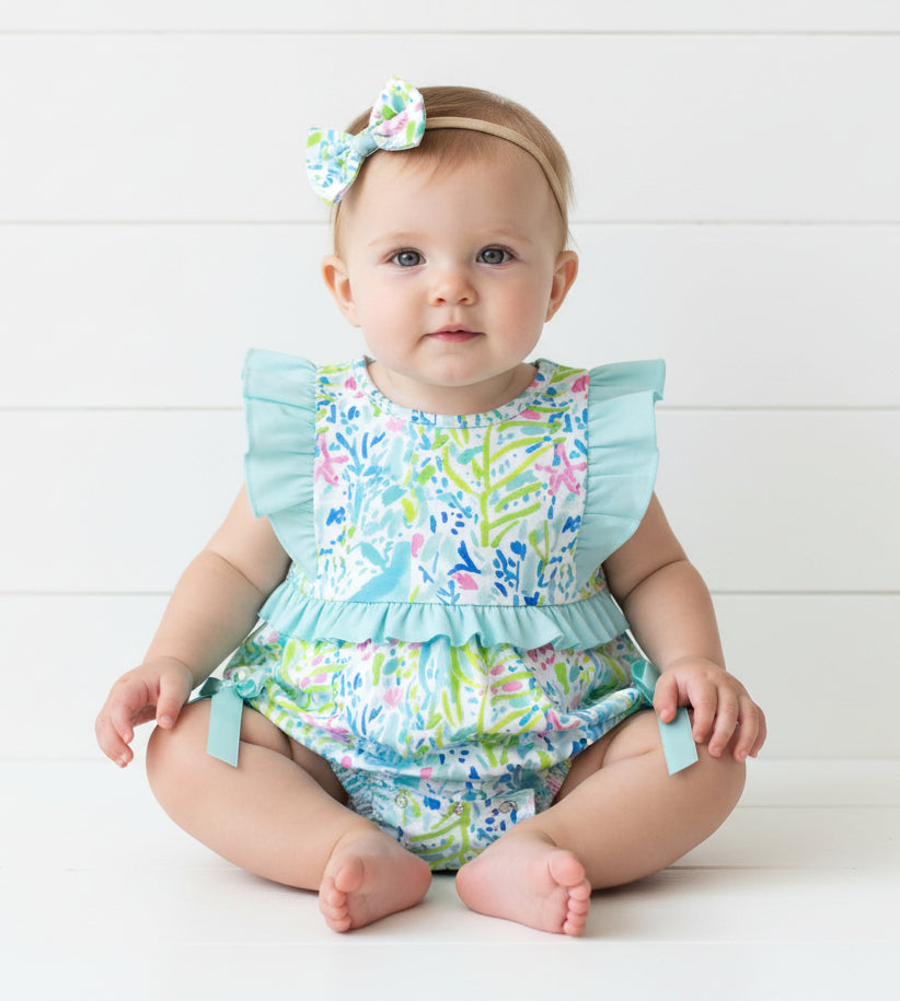 Preppy Print Milk Silk Flutter Sleeve Romper, girl, kids, inspired, baby