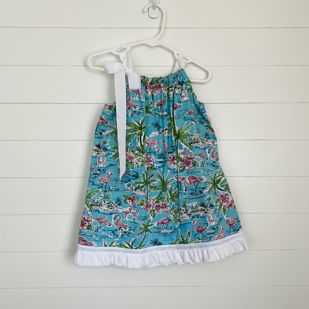 Flamingo & Palm Print Dress, Sundress, girl, kids, handmade / $10 SALE