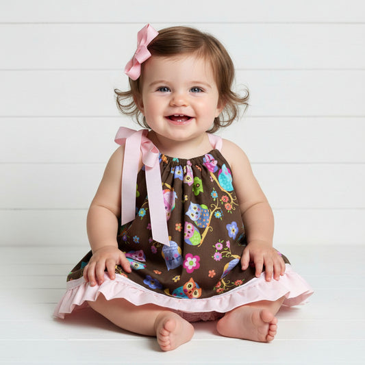 It's A Hoot Owl Print Dress, Sundress, girl, kids, handmade / $5 SALE