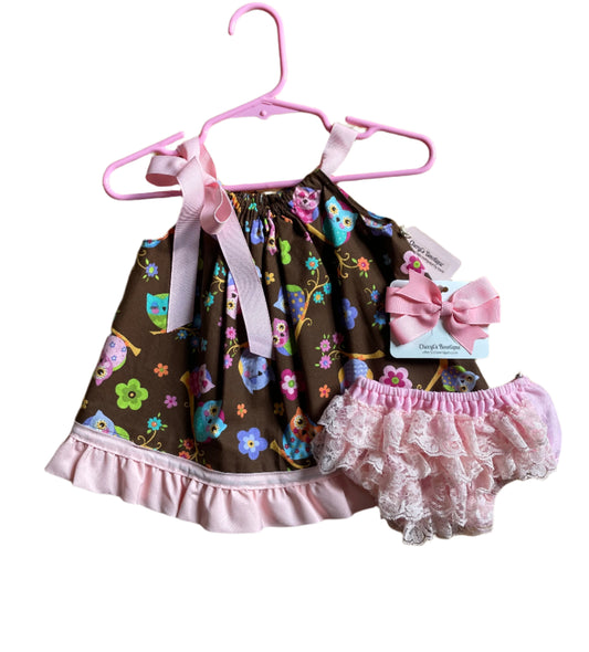 It's A Hoot Owl Print Dress, Sundress, girl, kids, handmade - SALE
