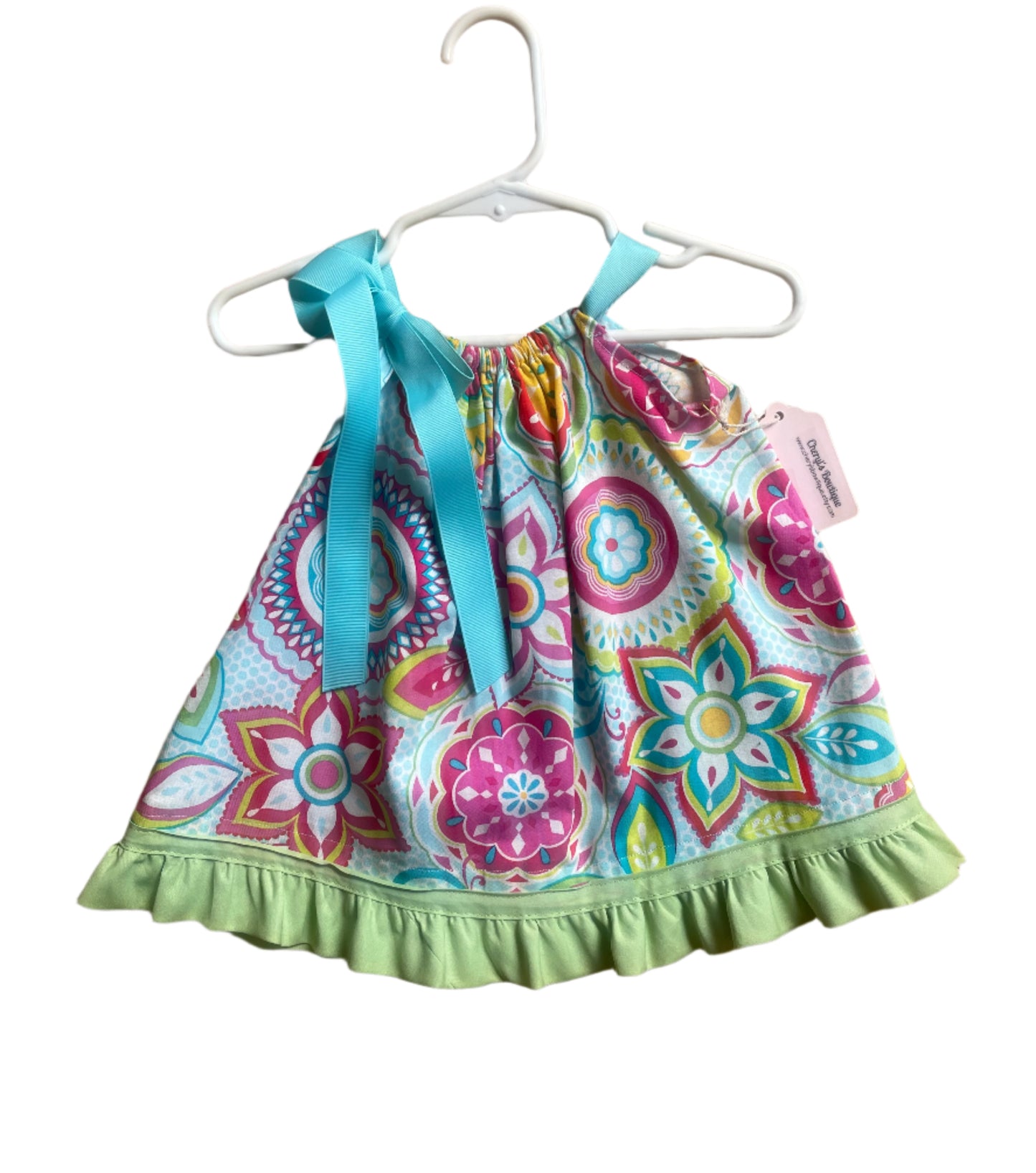 Colorful Flower Print Dress, Sundress, girl, kids, handmade - SALE